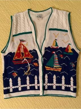 Vintage Sailboat Sweater Vest ⛵️⛵️